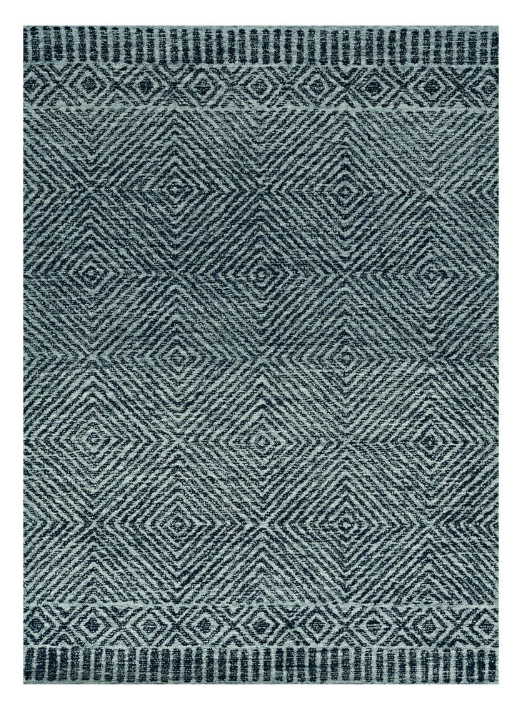 7' X 10' Gray and Black Wool Geometric Hand Tufted Area Rug