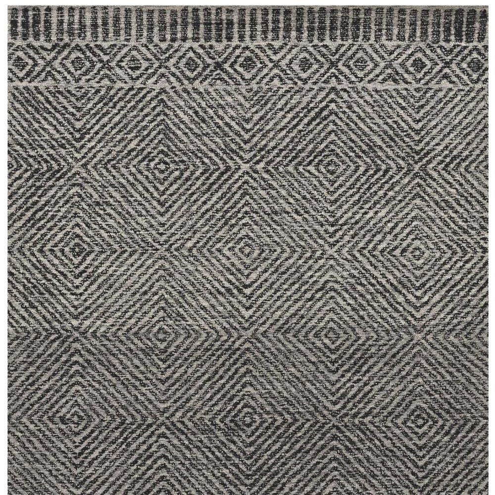 7' X 10' Gray and Black Wool Geometric Hand Tufted Area Rug