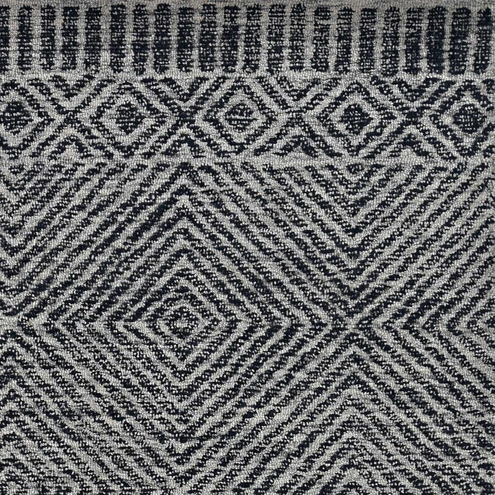 7' X 10' Gray and Black Wool Geometric Hand Tufted Area Rug