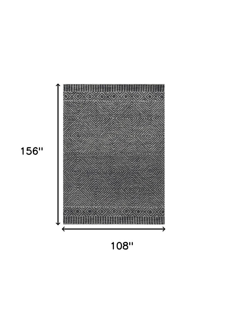 7' X 10' Gray and Black Wool Geometric Hand Tufted Area Rug