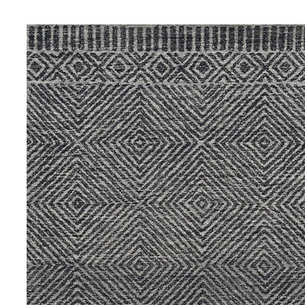 7' X 10' Gray and Black Wool Geometric Hand Tufted Area Rug