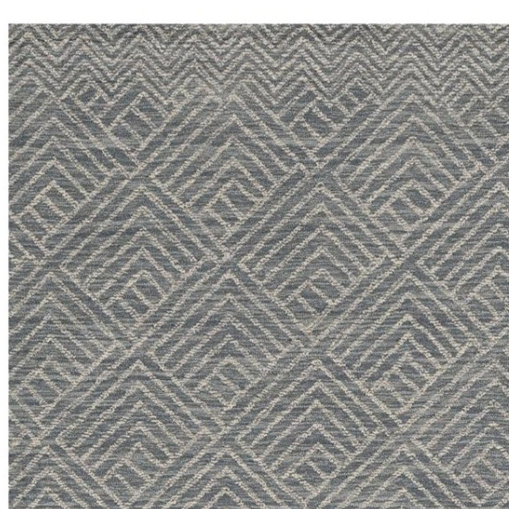 5' X 7' Denim Blue And Gray Wool Geometric Hand Tufted Area Rug