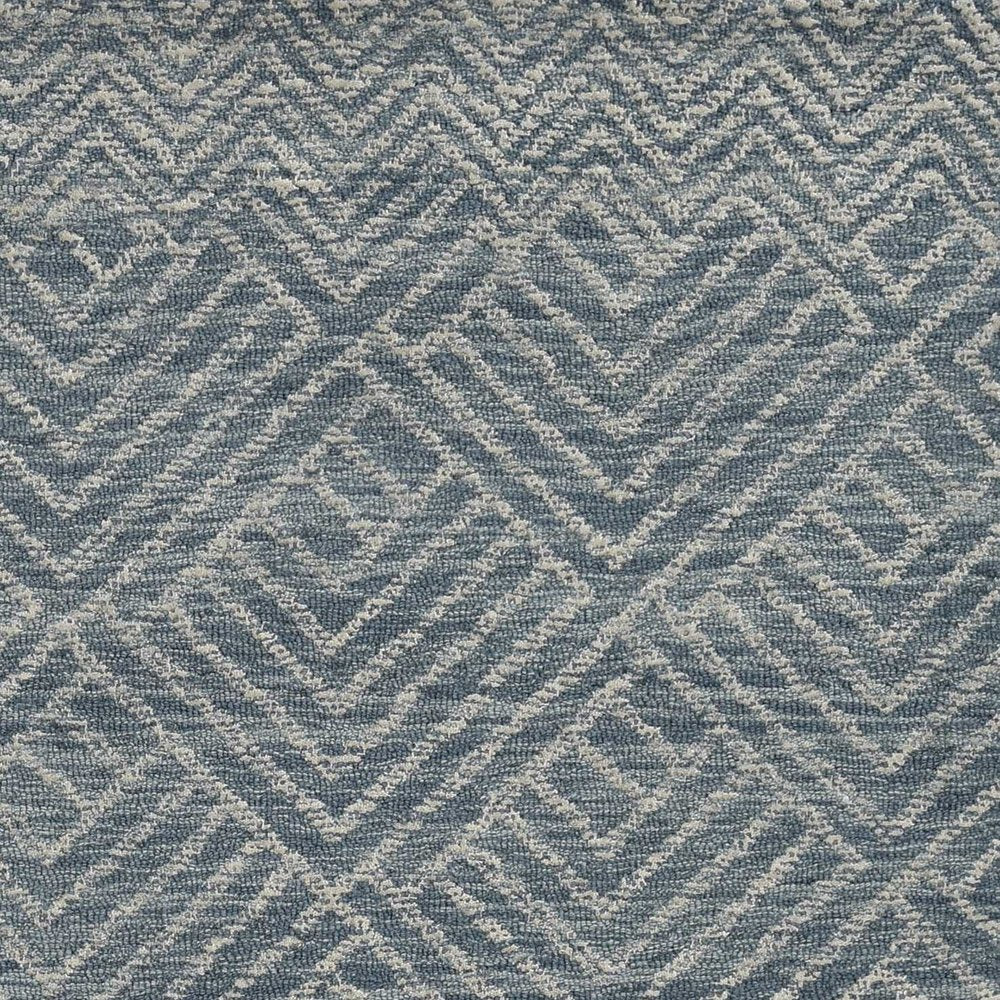 5' X 7' Denim Blue And Gray Wool Geometric Hand Tufted Area Rug