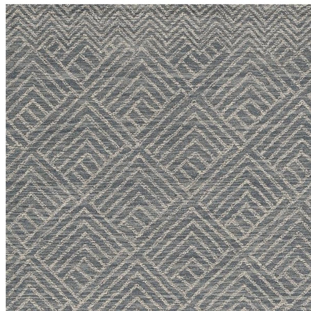 5' X 7' Denim Blue And Gray Wool Geometric Hand Tufted Area Rug
