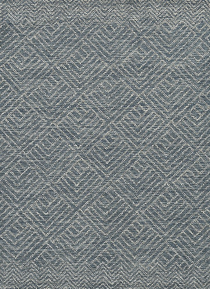 5' X 7' Denim Blue And Gray Wool Geometric Hand Tufted Area Rug