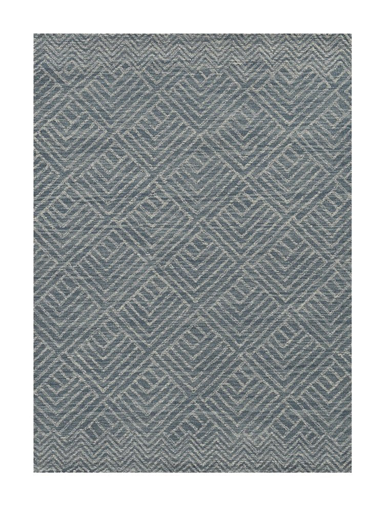 5' X 7' Denim Blue And Gray Wool Geometric Hand Tufted Area Rug