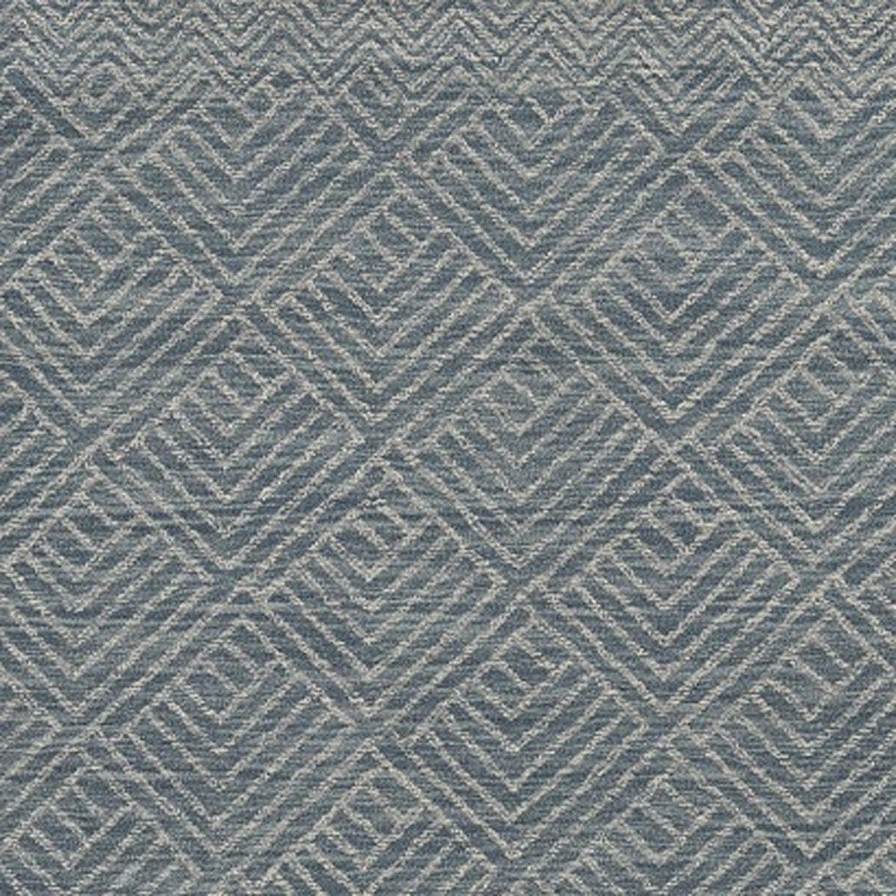 5' X 7' Denim Blue And Gray Wool Geometric Hand Tufted Area Rug
