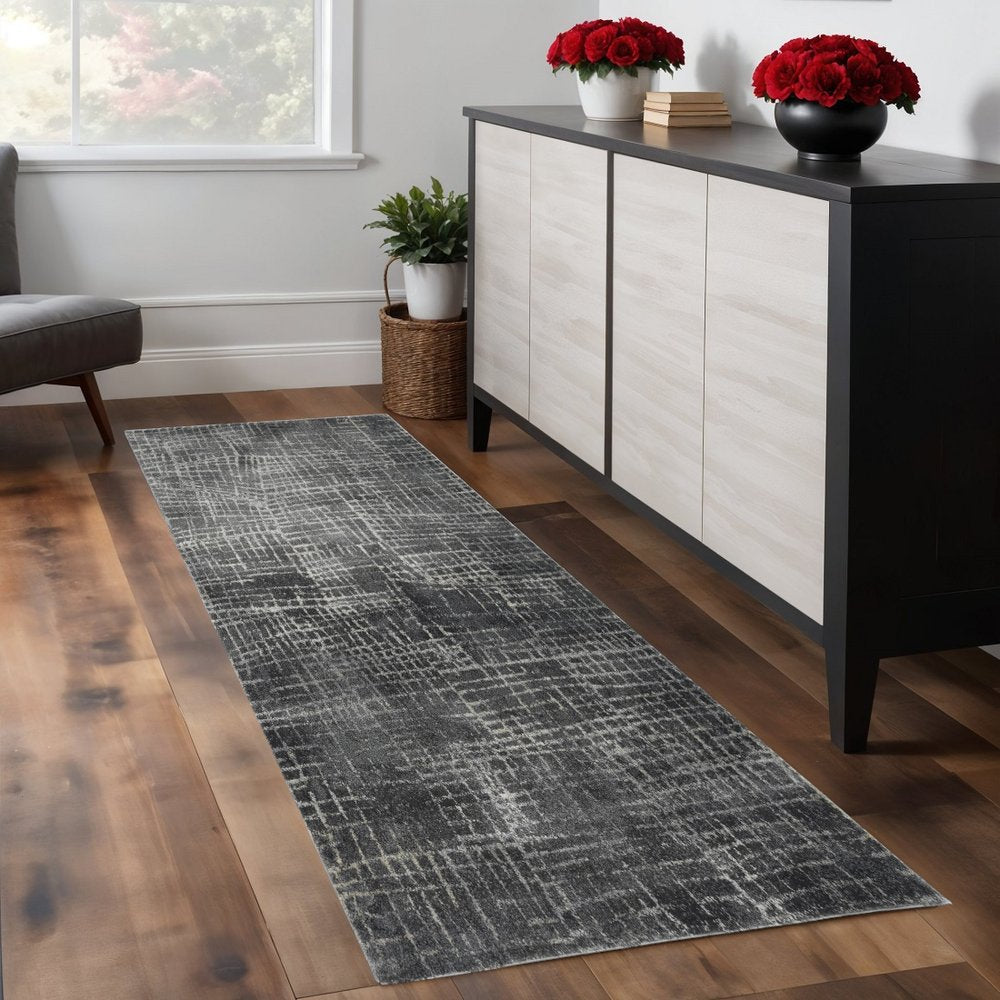 3' X 5' Gray And Dark Gray Abstract Area Rug