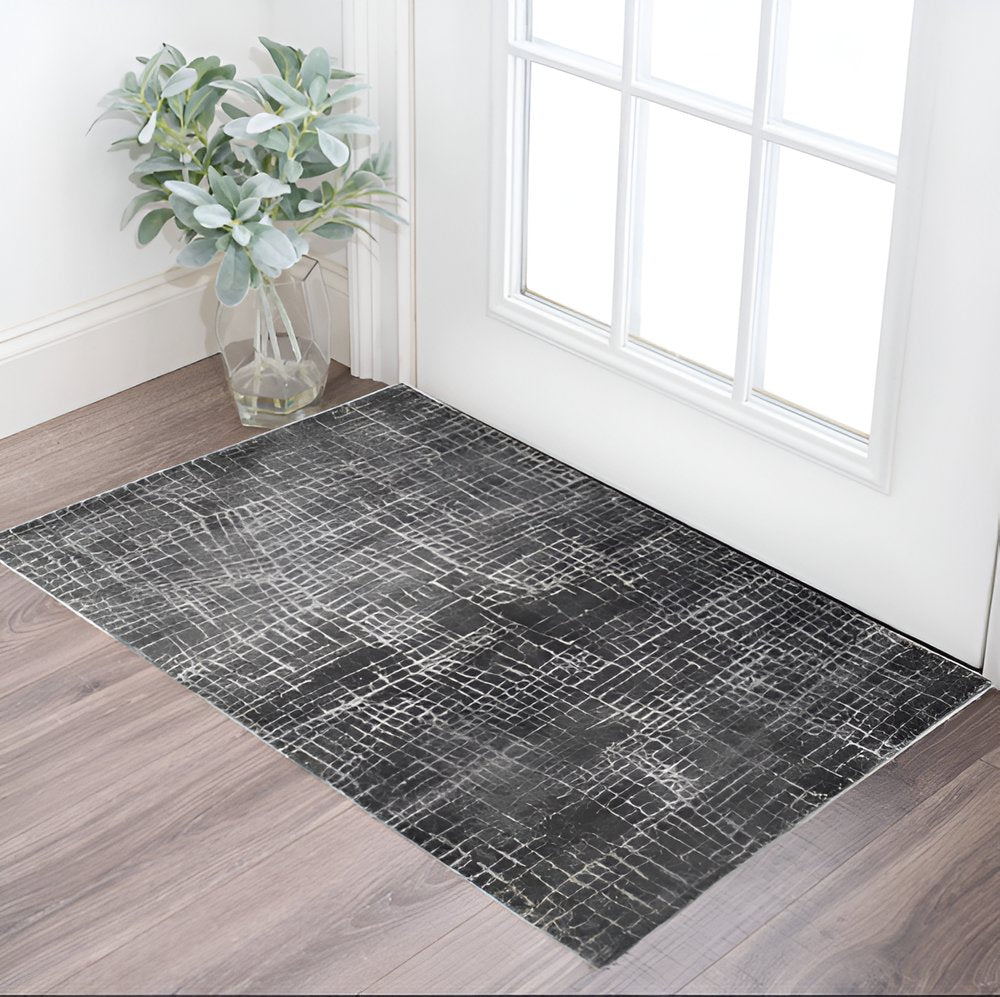 3' X 5' Gray And Dark Gray Abstract Area Rug