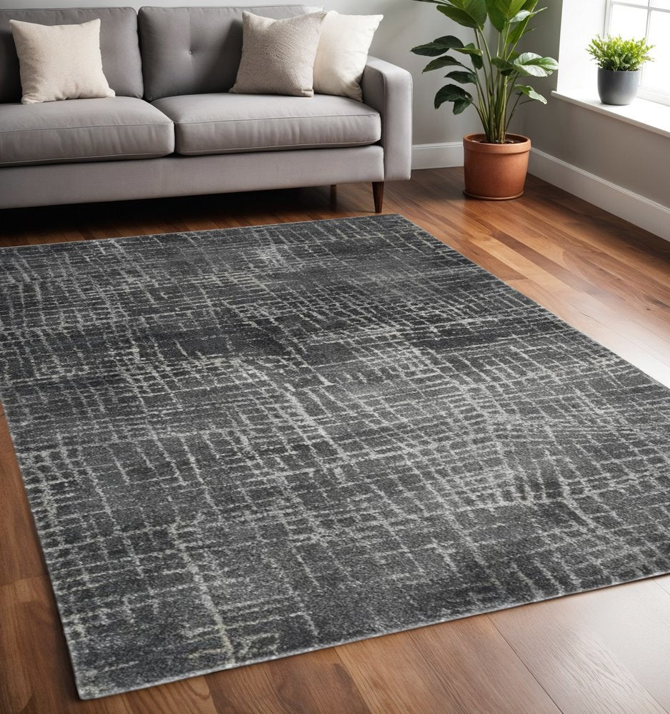 3' X 5' Gray And Dark Gray Abstract Area Rug
