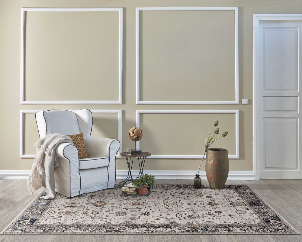 8' X 11' Ivory Gray And Brown Floral Area Rug