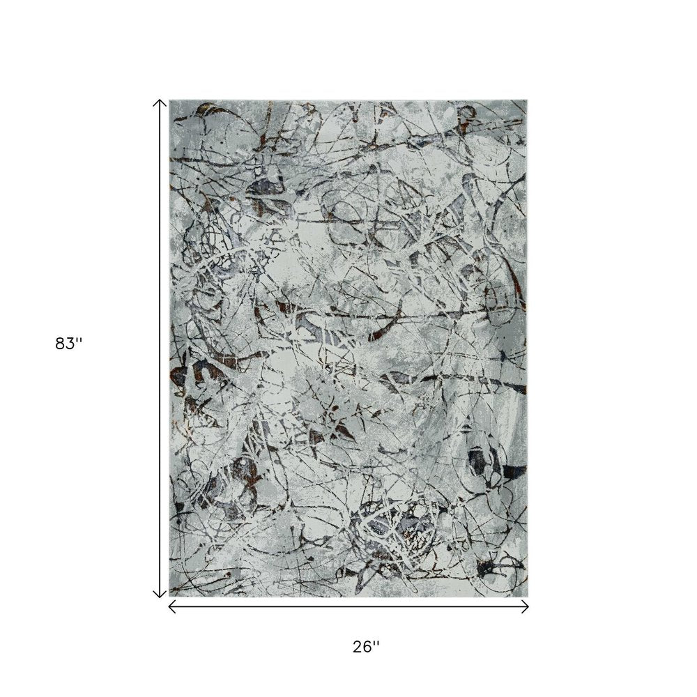 5' X 8' Ivory Gray And Brown Abstract Area Rug