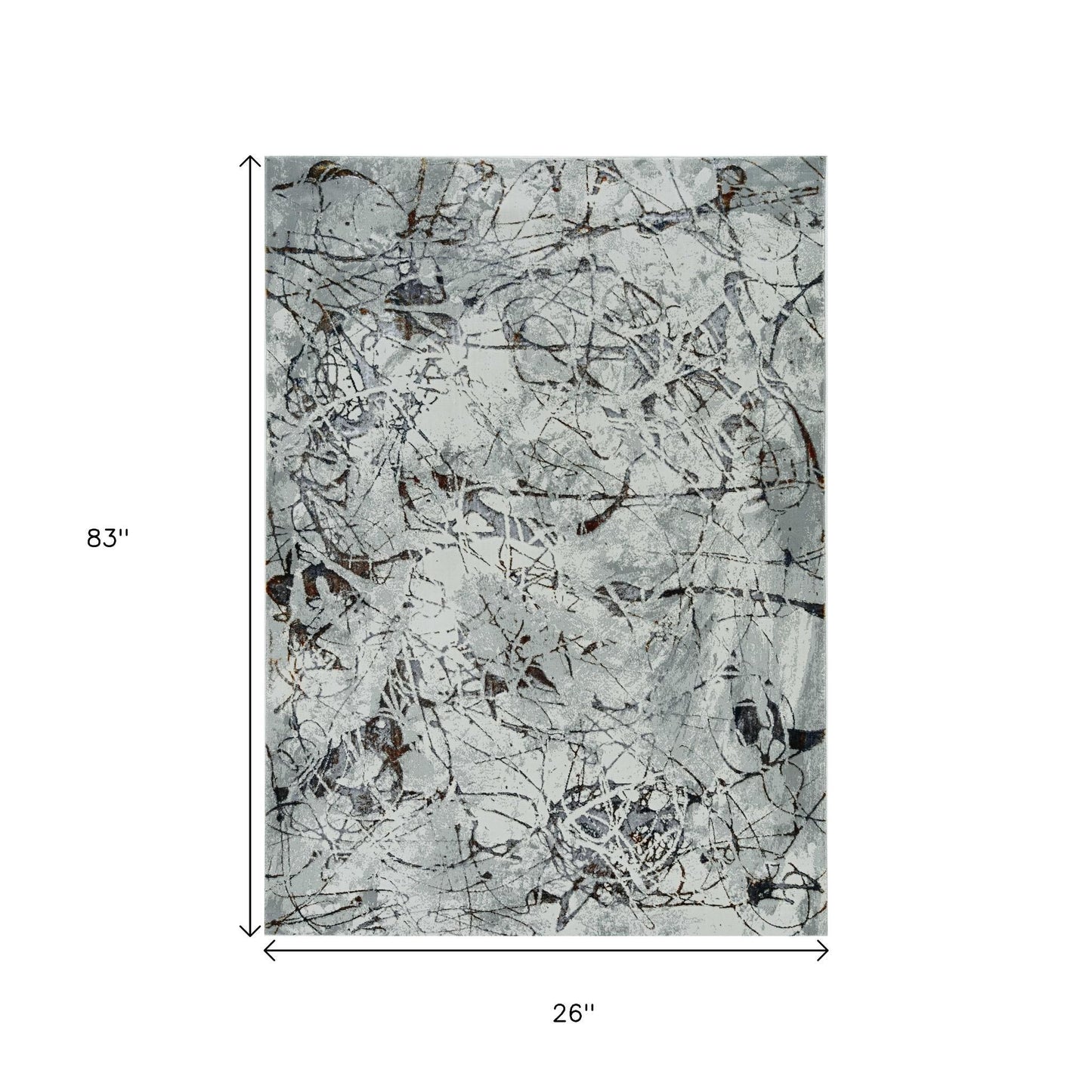 5' X 8' Ivory Gray And Brown Abstract Area Rug