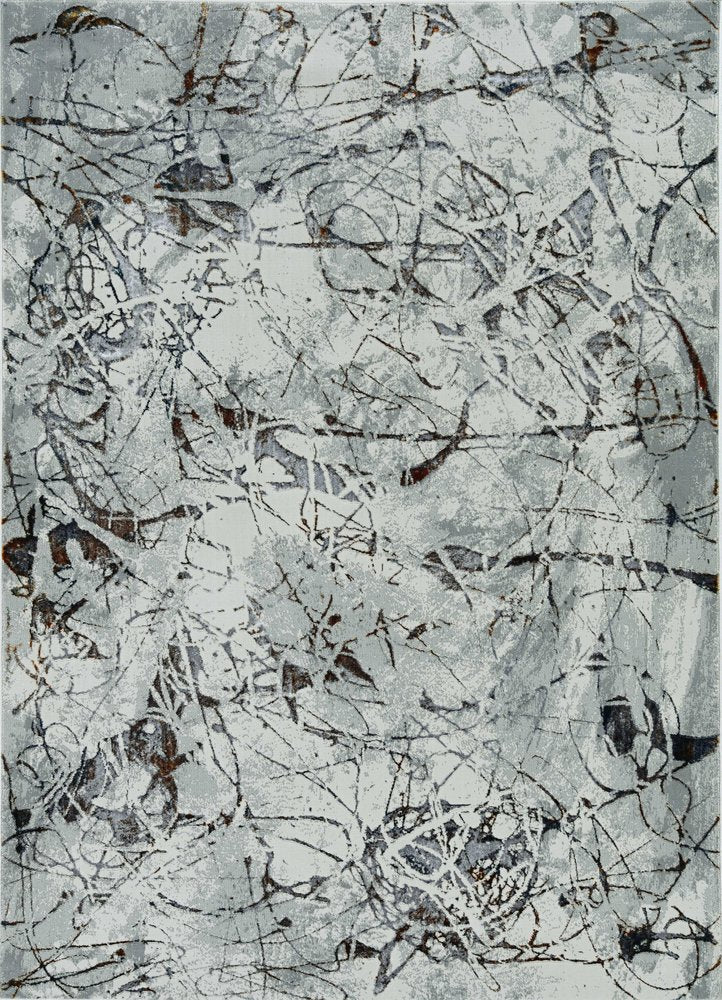 5' X 8' Ivory Gray And Brown Abstract Area Rug