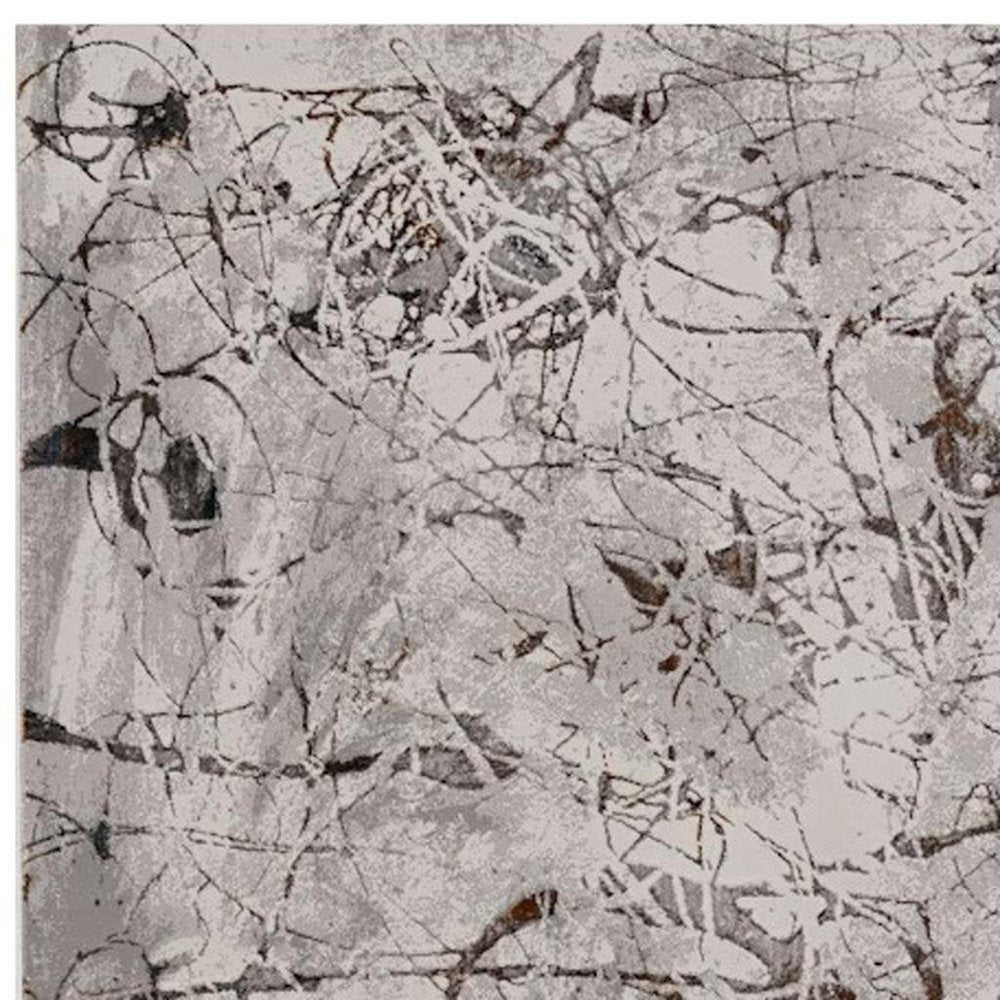 5' X 8' Ivory Gray And Brown Abstract Area Rug