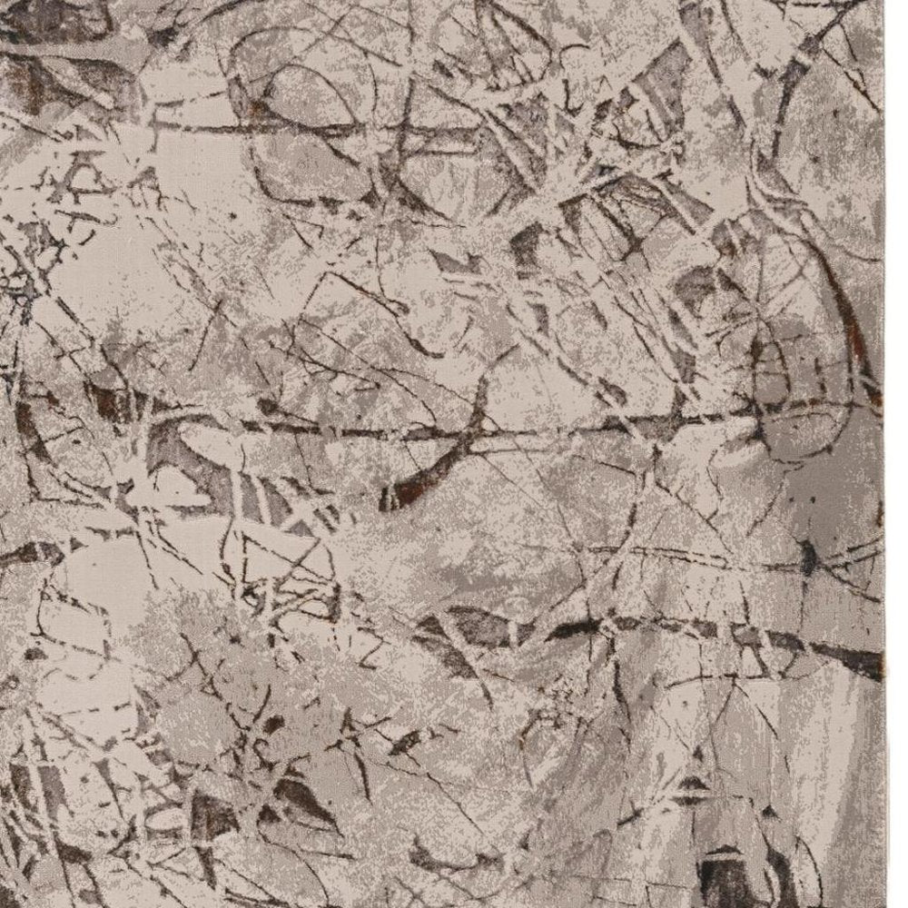 5' X 8' Ivory Gray And Brown Abstract Area Rug