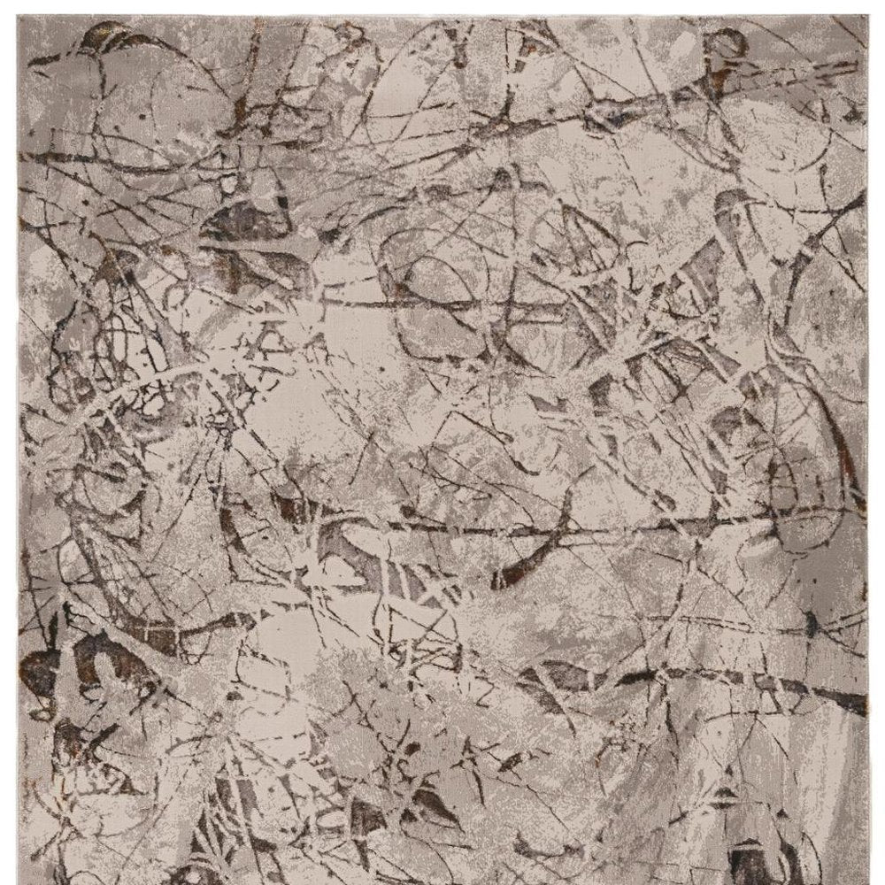 5' X 8' Ivory Gray And Brown Abstract Area Rug