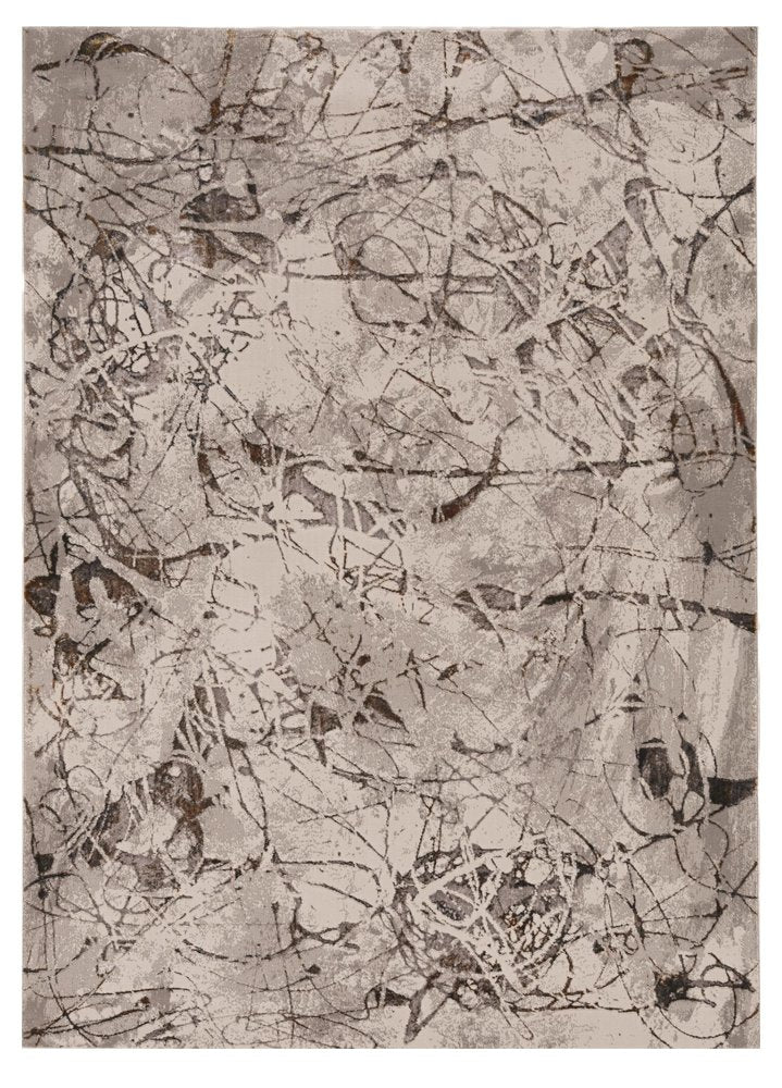 5' X 8' Ivory Gray And Brown Abstract Area Rug