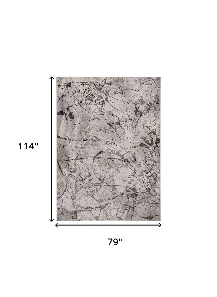 5' X 8' Ivory Gray And Brown Abstract Area Rug