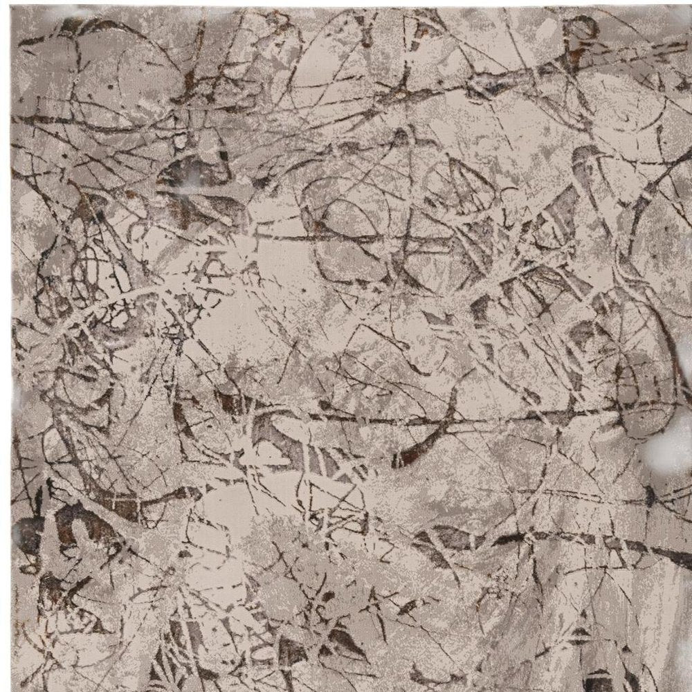 5' X 8' Ivory Gray And Brown Abstract Area Rug