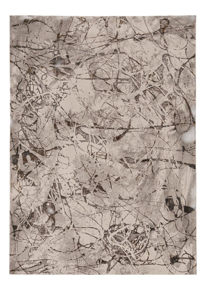 5' X 8' Ivory Gray And Brown Abstract Area Rug