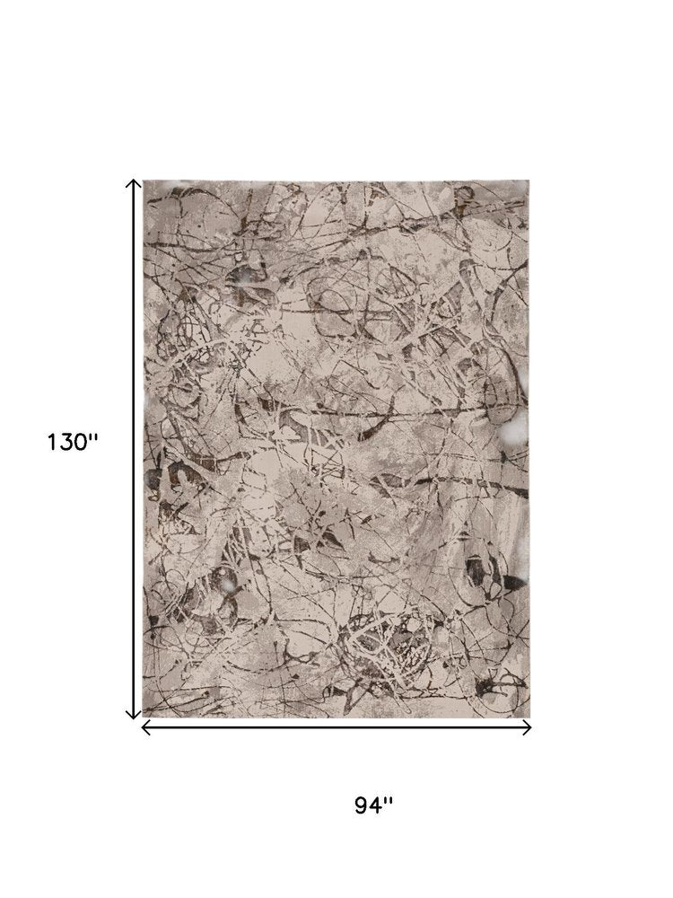 5' X 8' Ivory Gray And Brown Abstract Area Rug