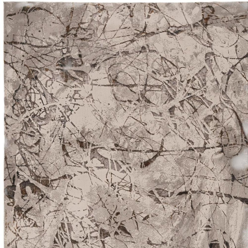 5' X 8' Ivory Gray And Brown Abstract Area Rug