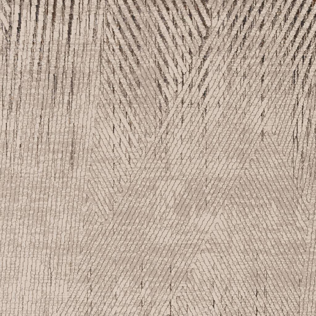 7' Ivory Grey Machine Woven Geometric Lines Indoor Runner Rug