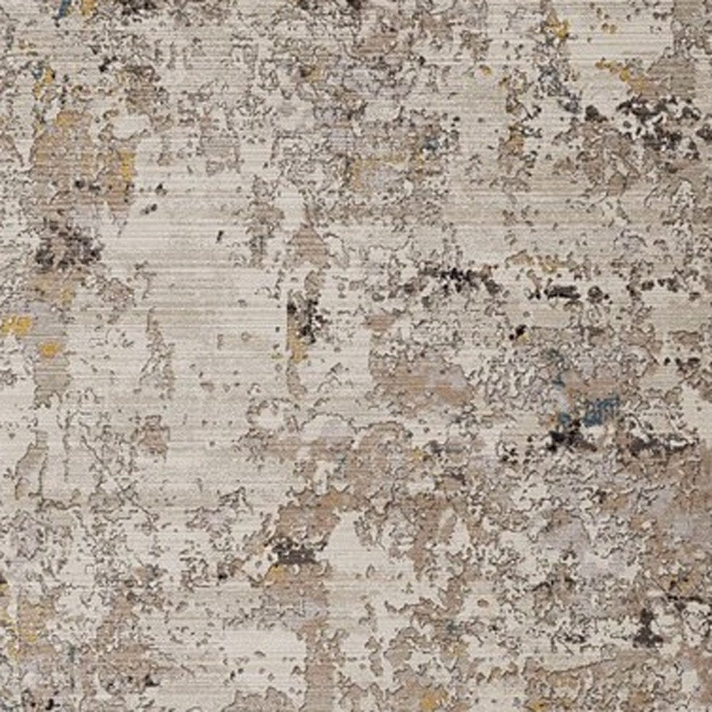 5' X 8' Gray Black And Gold Abstract Distressed Area Rug