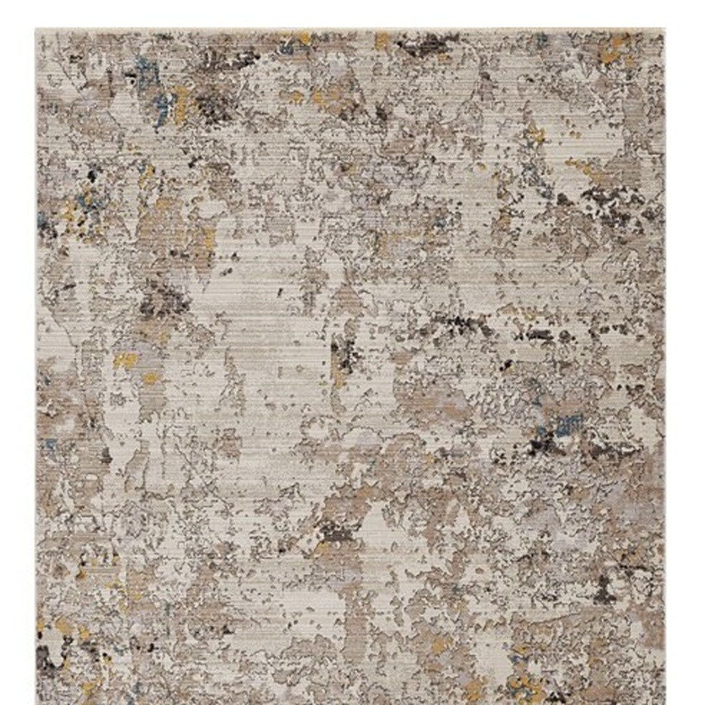 5' X 8' Gray Black And Gold Abstract Distressed Area Rug