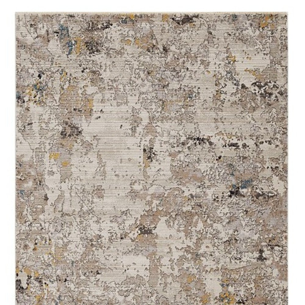 5' X 8' Gray Black And Gold Abstract Distressed Area Rug