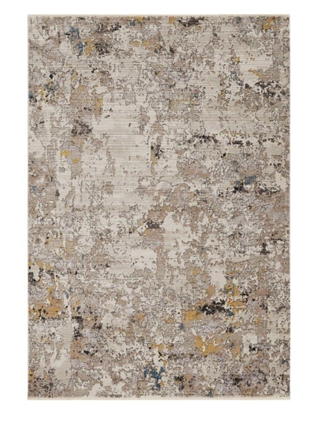 5' X 8' Gray Black And Gold Abstract Distressed Area Rug