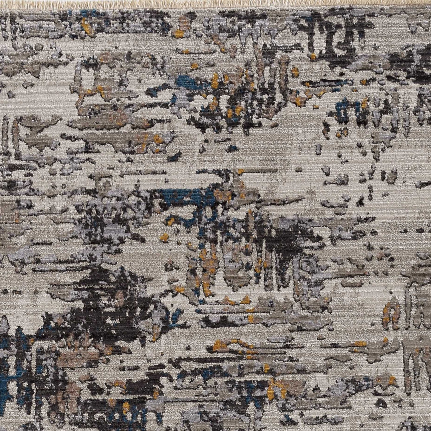 5' X 8' Gray Black And Gold Abstract Distressed Area Rug