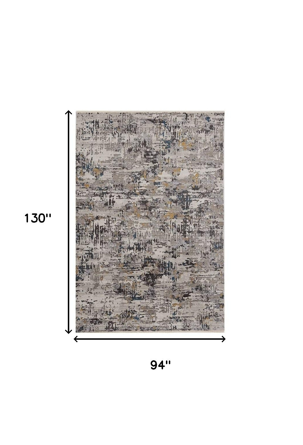 5' X 8' Gray Black And Gold Abstract Distressed Area Rug