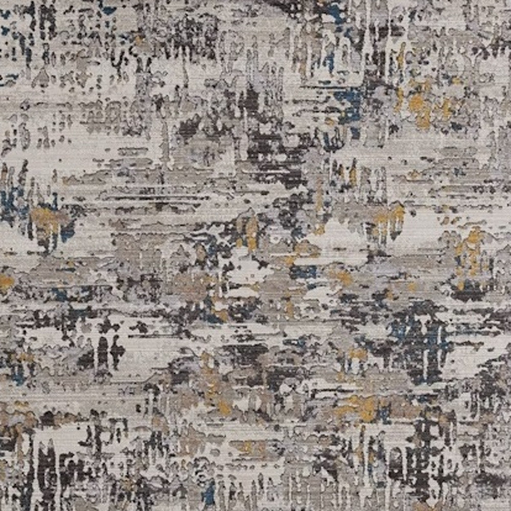 5' X 8' Gray Black And Gold Abstract Distressed Area Rug