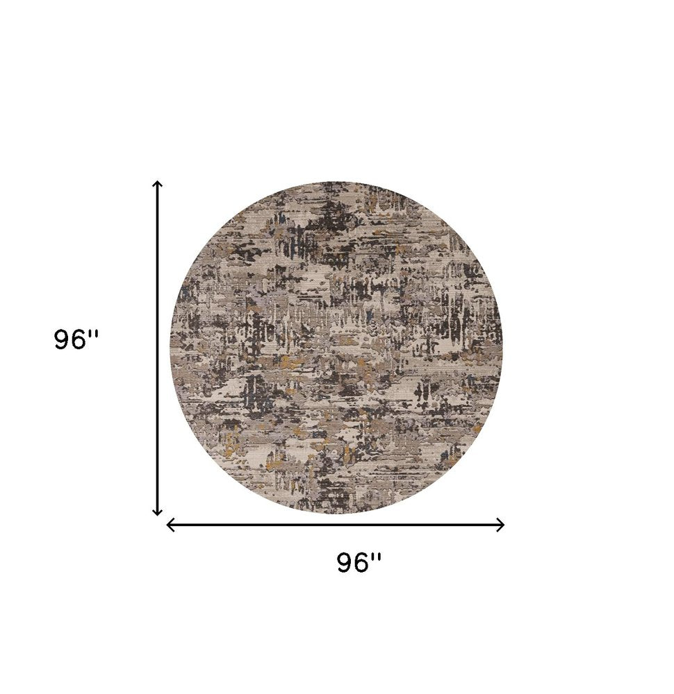 5' X 8' Gray Black And Gold Abstract Distressed Area Rug