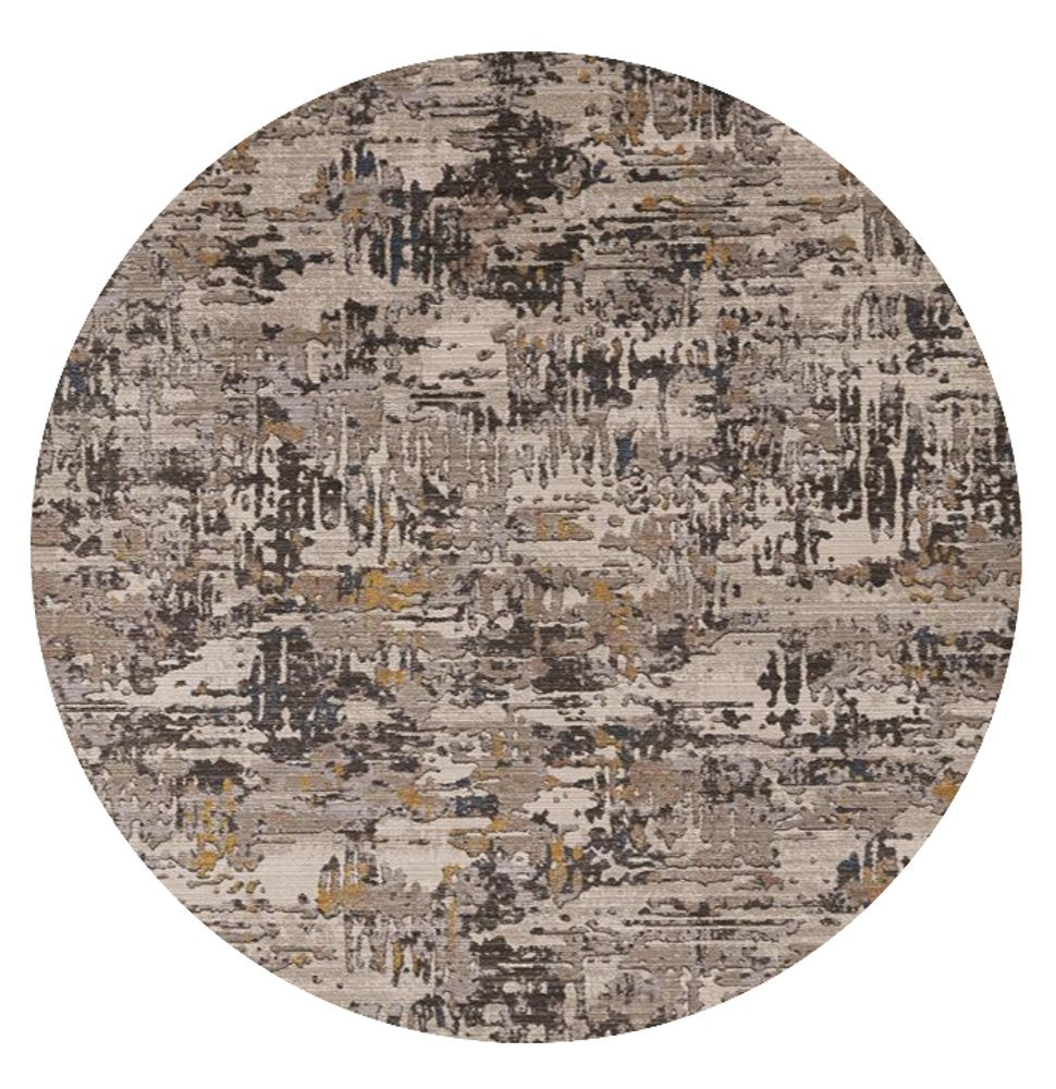 5' X 8' Gray Black And Gold Abstract Distressed Area Rug