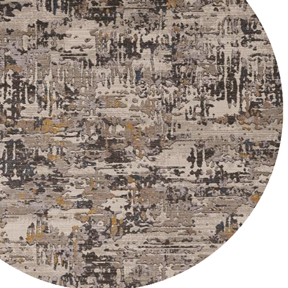 5' X 8' Gray Black And Gold Abstract Distressed Area Rug