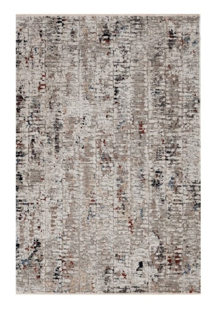 5' X 8' Beige And Gray Abstract Distressed Area Rug