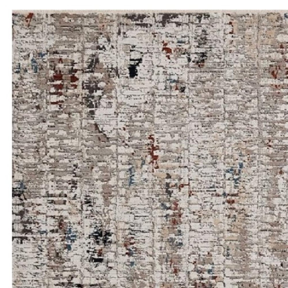 5' X 8' Beige And Gray Abstract Distressed Area Rug