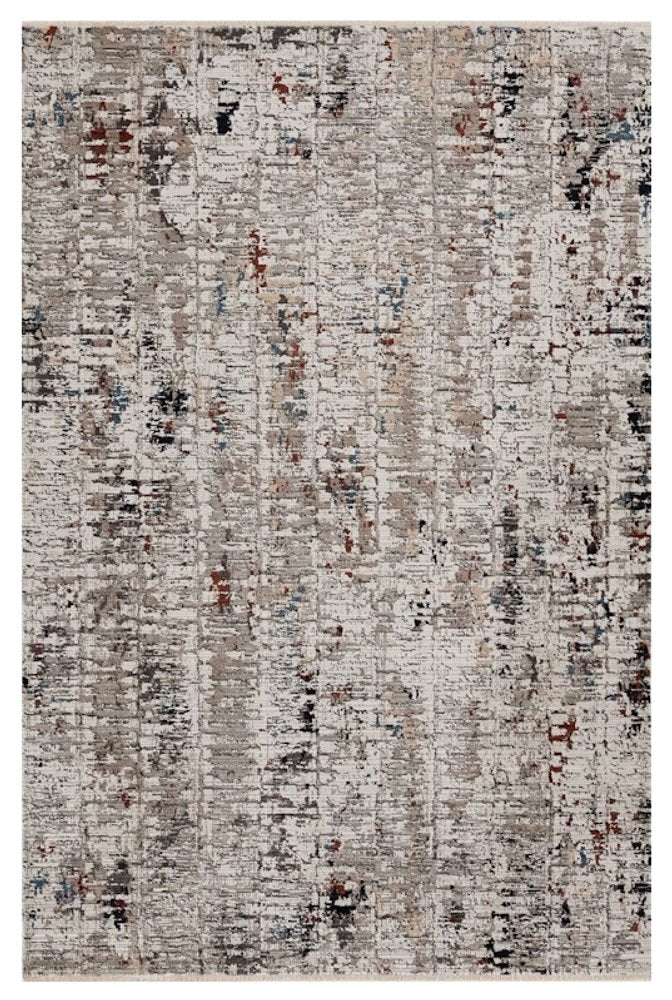 5' X 8' Beige And Gray Abstract Distressed Area Rug