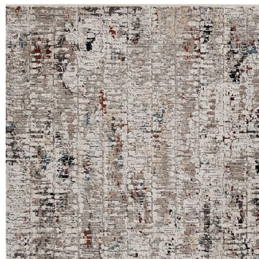 5' X 8' Beige And Gray Abstract Distressed Area Rug