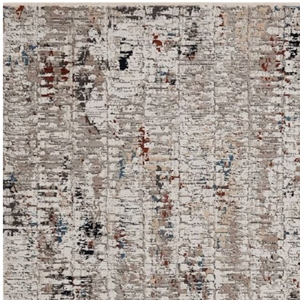 5' X 8' Beige And Gray Abstract Distressed Area Rug