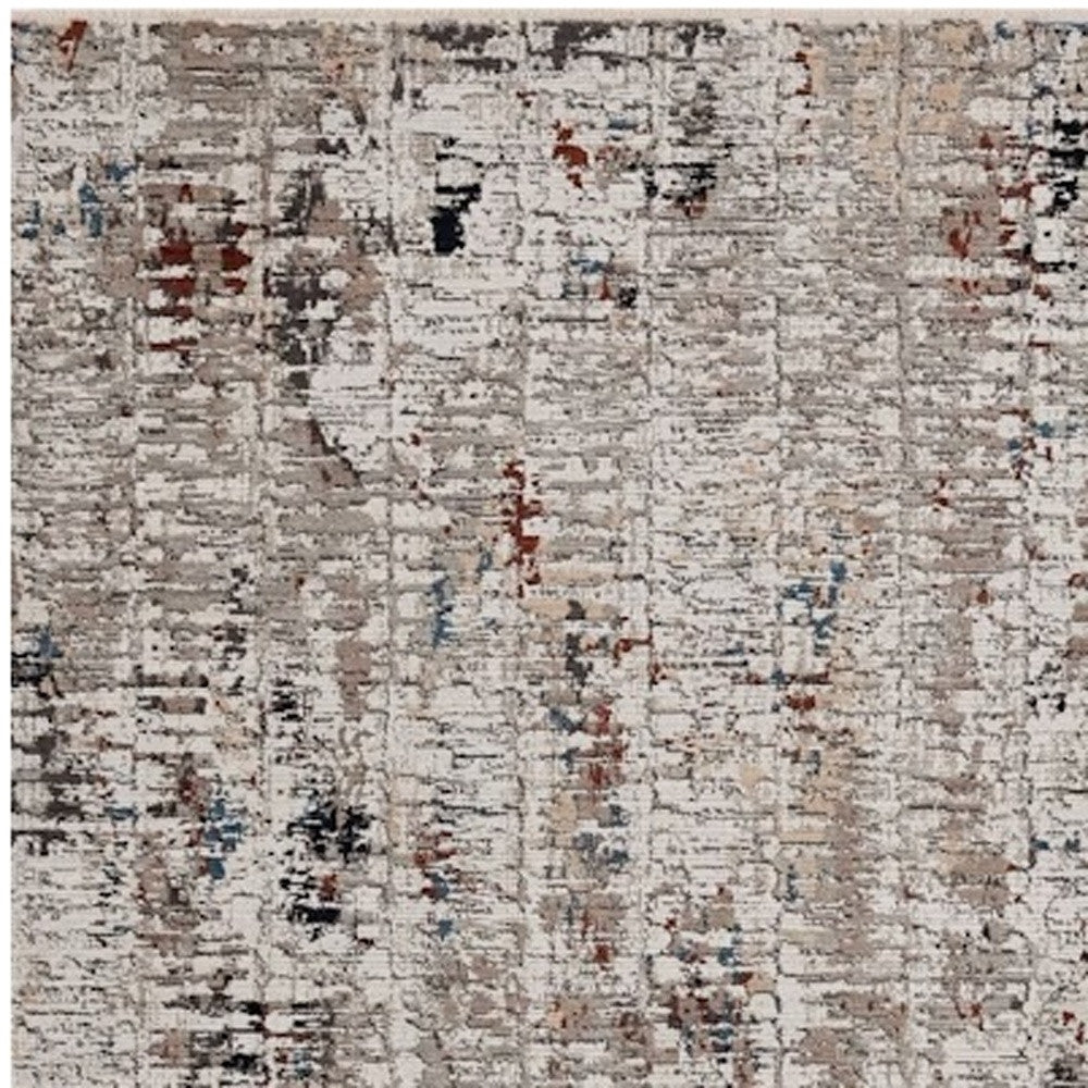 5' X 8' Beige And Gray Abstract Distressed Area Rug