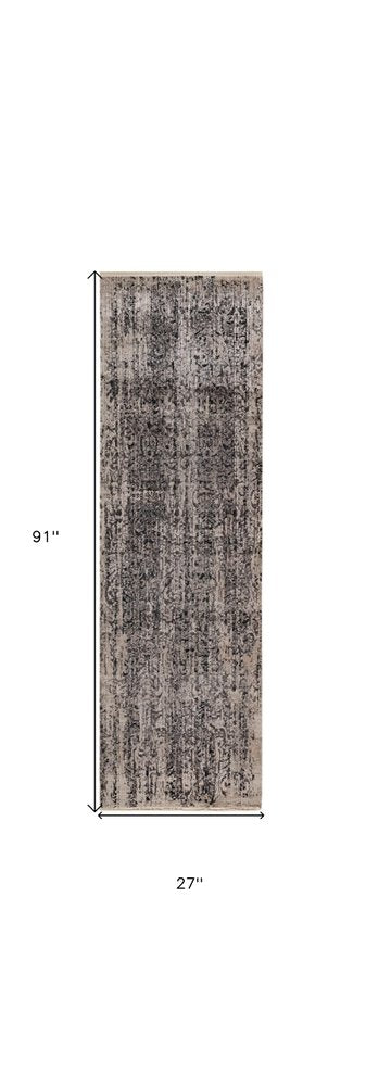 8' Gray And Tan Abstract Round Rug