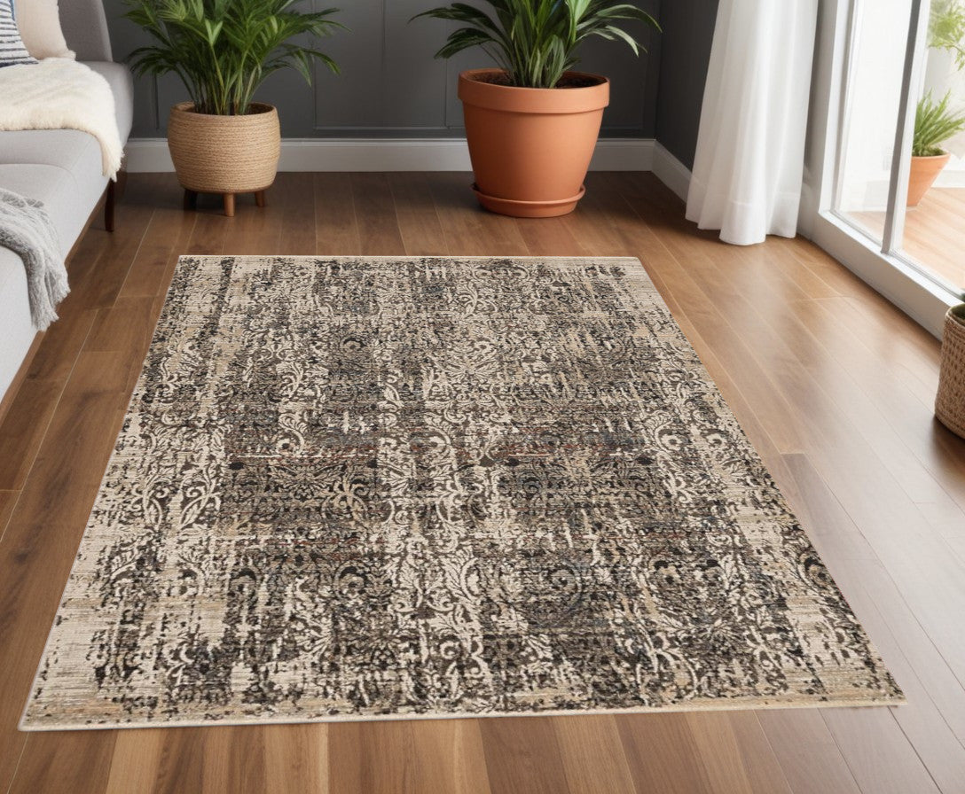 2' X 8' Grey Medallion Runner Rug