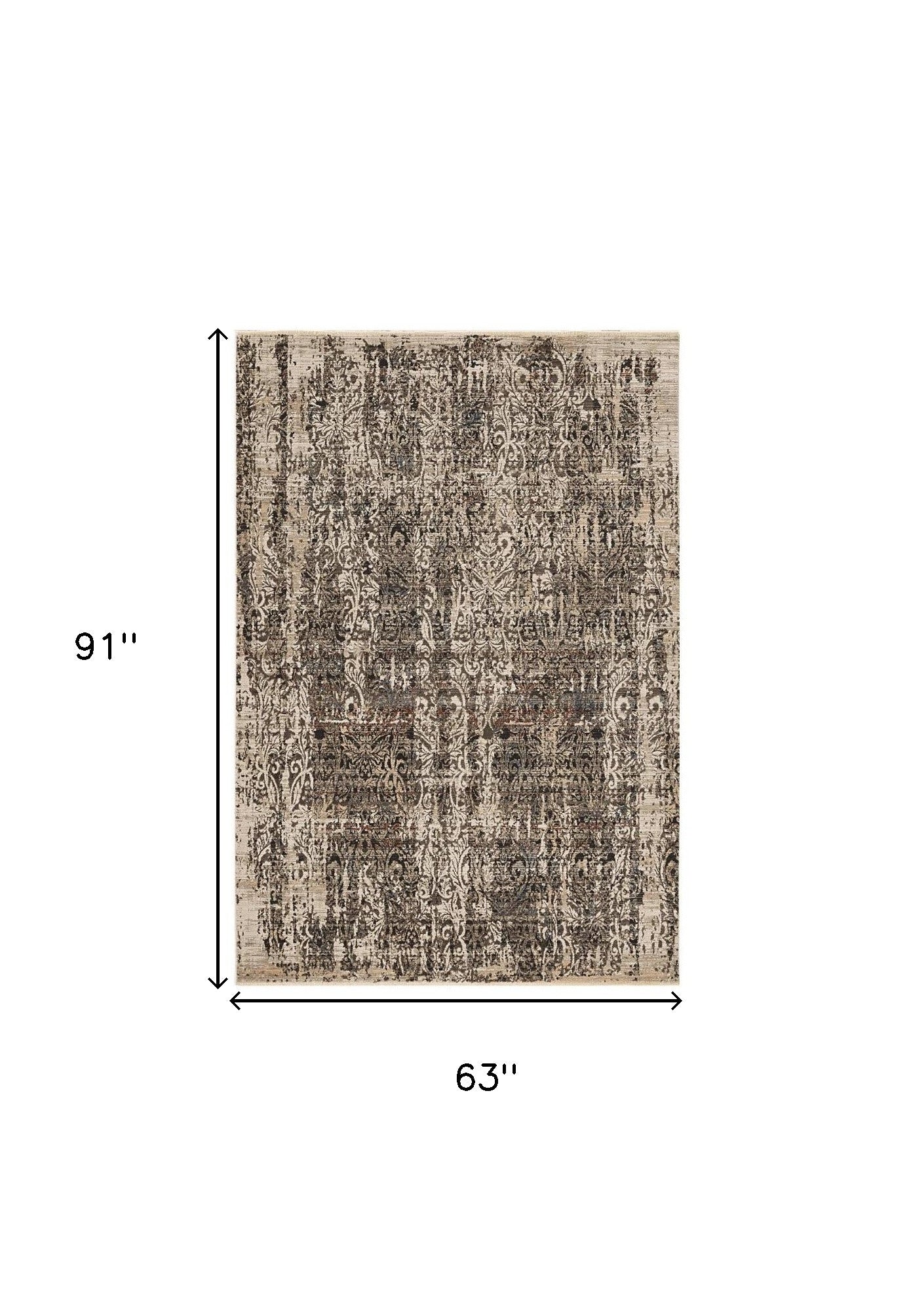 2' X 8' Grey Medallion Runner Rug