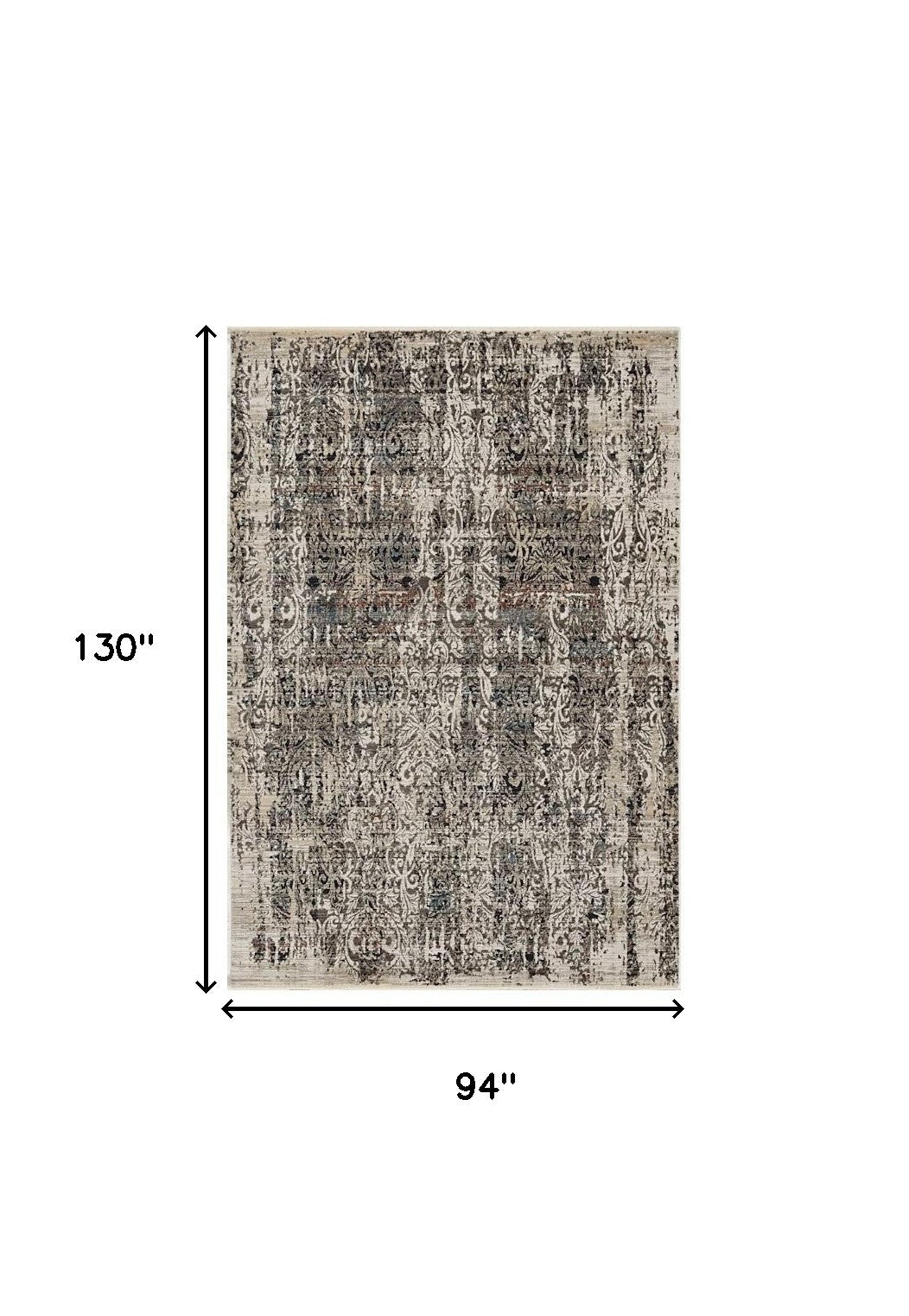 2' X 8' Grey Medallion Runner Rug