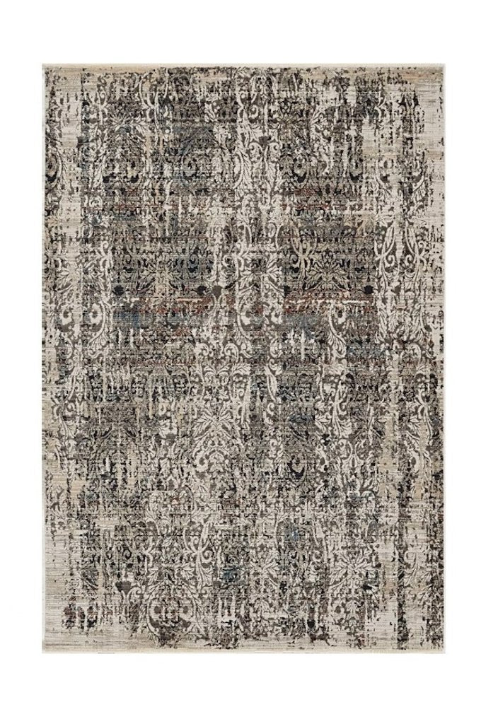 8' Gray And Tan Abstract Round Rug