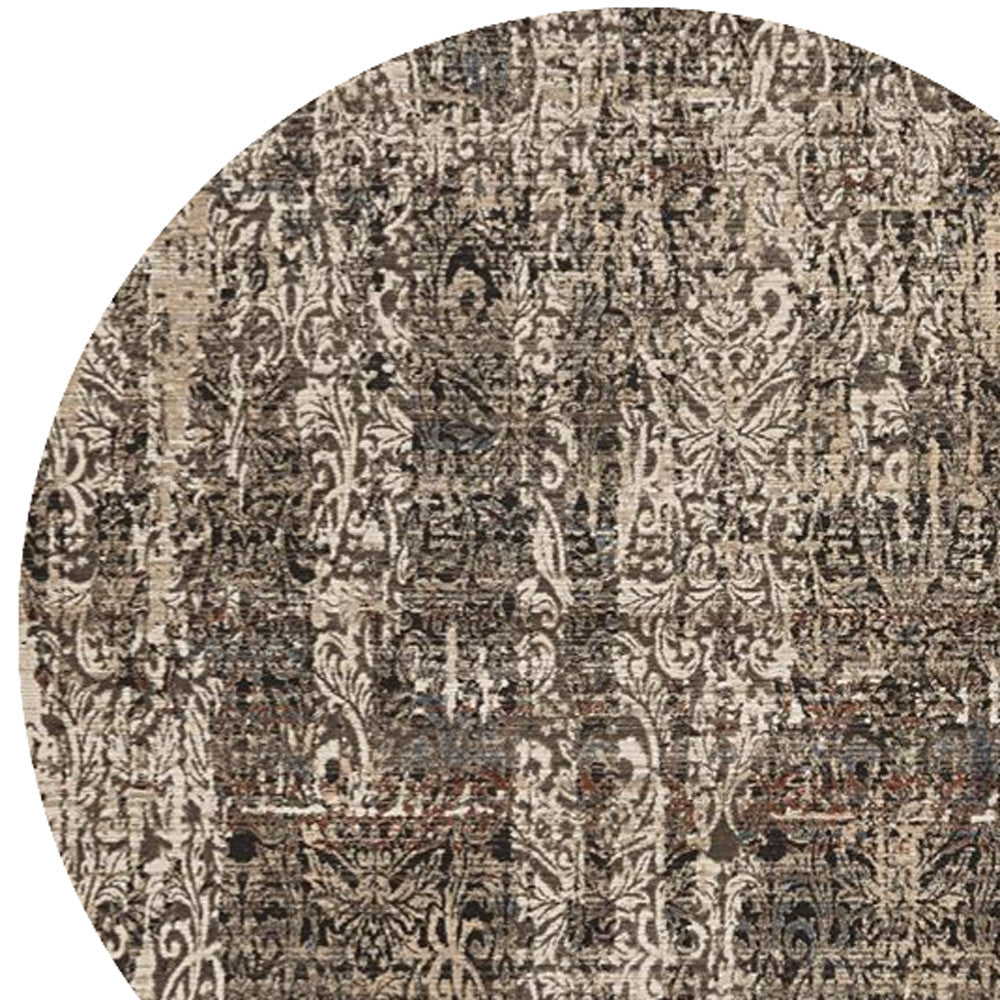 2' X 8' Grey Medallion Runner Rug